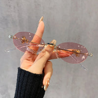 New Exquisite Luxury Oval Shaped Diamond-Inlaid Niche Design Sunglasses ✨
