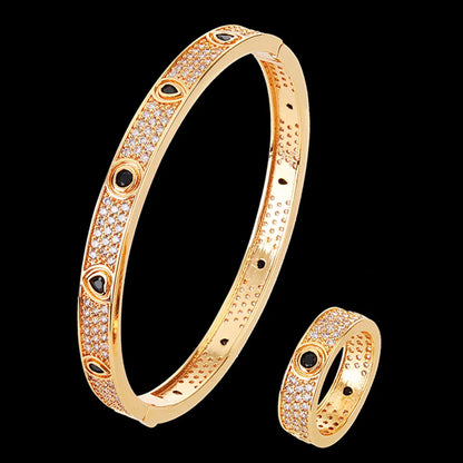 Jewelry Classic Love Heart Shape CZ Zircon Women Bangle With Ring  ✨