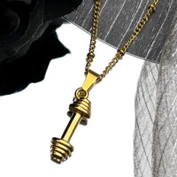 Dumbbell Fitness Body Pendant Necklaces for Women Men Stainless Steel  ✨