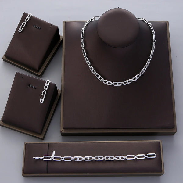 Luxury Earring Bracelet Sets Full Cubic Zircon Chain 💎