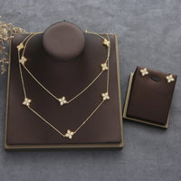 4pcs Luxury Flower Statement Necklace earring ring BraceletJewelry Set 💎