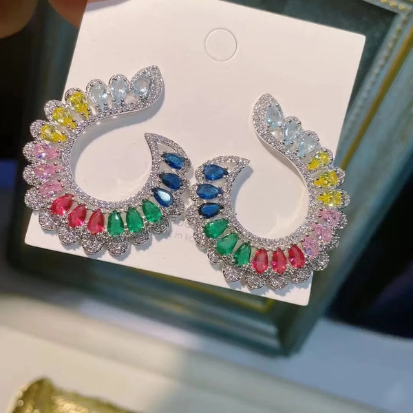Luxury Cubic Zirconia Brand New Multicolor Waterdrop Big Stud Earrings 💎