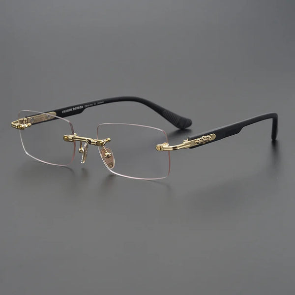 Luxury Rimless Blue Light Blocking Glasses Men Women Titanium 👓