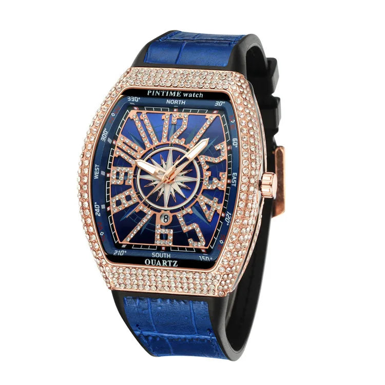 Frank Style watch men's sfull diamond barrel men's watch ⏱️