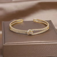 Fashion jewelry two-color plated zircon letter X opening bracelet 💎