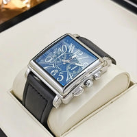 Luxury Business Men's Quartz Watch, Square Dial, with Calendar Display, Leather Strap⌚️