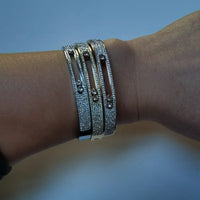 Luxury Brand Stainless Steel Slide Lover Bangles Full Crystal Stone Bracelets 💎