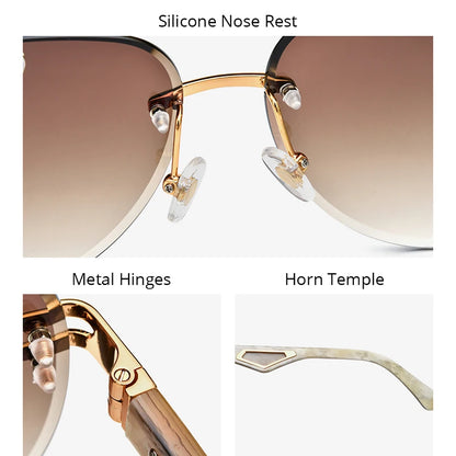 Buffalo Horn Sunglasses Men Famous Luxury Brand Design Rimless Sun Glasses