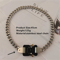Titanium Steel Street Men Letters Metal Safety Buckle Necklace Fashion Jewelry ✨