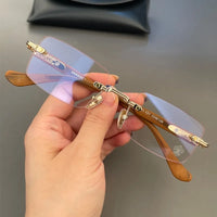 Luxury Rimless Blue Light Blocking Glasses Men Women Titanium 👓