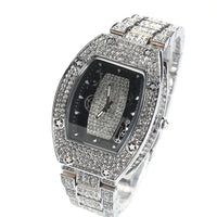 Luxury Watch For Men Black Dial Fashion Fully Iced Out Rhinestones Big Quartz ⌚️