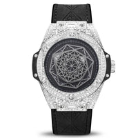 Men's Watch with Embedded Diamonds Waterproof Silicone Strap Night Light Sport