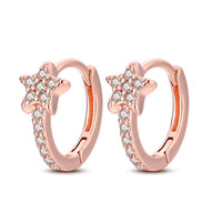 Original 925 Silver Rose Gold Flower Heart Square Loop Earrings Jewelry ✨