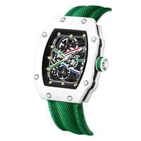 Stainless Steel Case with Sporty Nylon Strap Men's Ultra-thin Tonneau Quartz Watch ⌚️