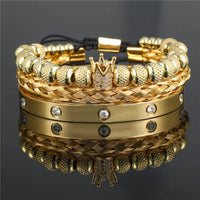- Luxury Royal King Crown Bracelet Set For Men Stainless Steel Bangle 👑