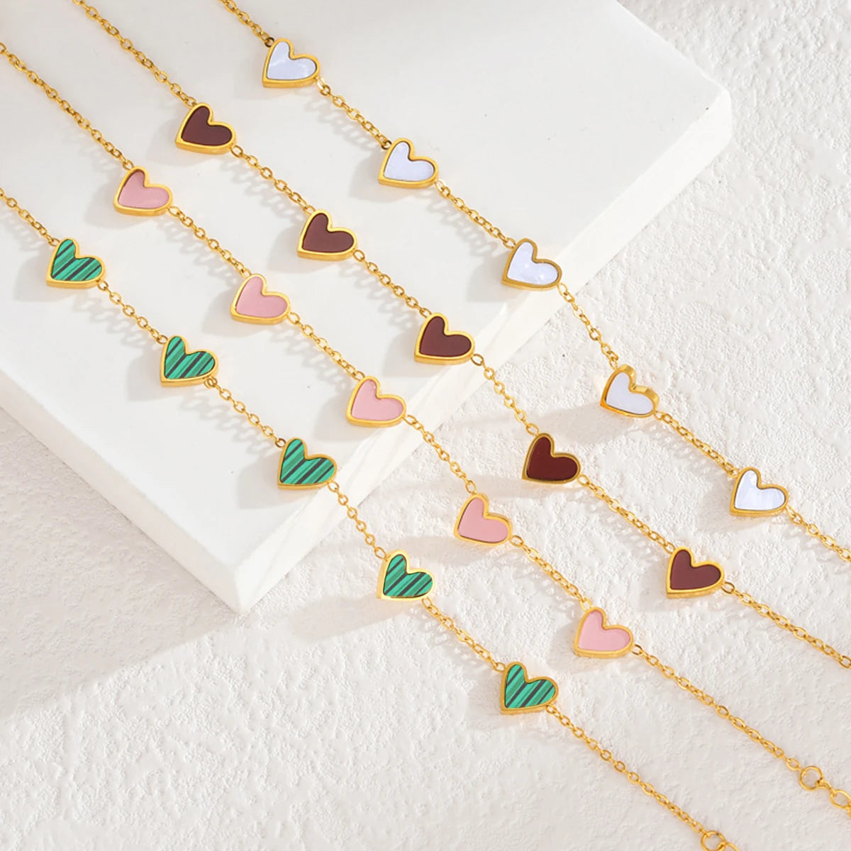 Romantic Heart Love Bracelet for Women Multi-color Stainless Steel Bracelet Gold Plated✨