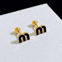 Stainless Steel Letter M Stud Earrings Brand Earrings ✨