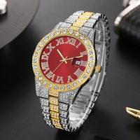 Luxury Men Watch Diamond Watch 2pcs Wrist Male Watch Rhinestone 💎