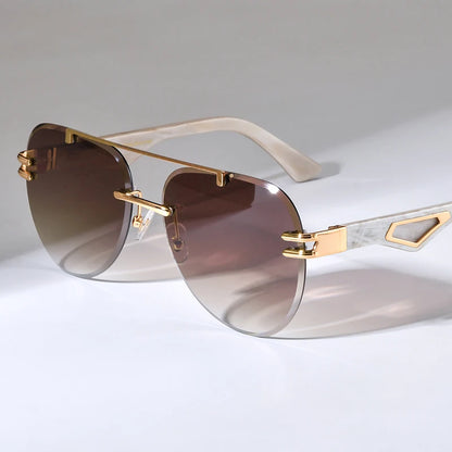 Buffalo Horn Sunglasses Men Famous Luxury Brand Design Rimless Sun Glasses