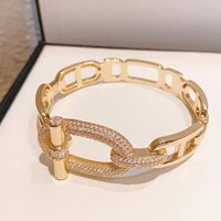 Bangle bracelet 18 k gold plated brass jewelry punk style belt court style for woman💎