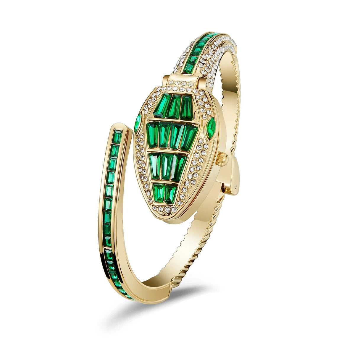 Luxury Banquet  Women's Snake-shaped Diamond-encrusted Bangle Quartz Watch 💎