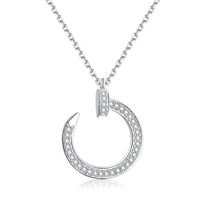 LinkerLove S925 Sterling Silver Moissanite Open Circle Pendant Necklace D VVS1 Lab 💎