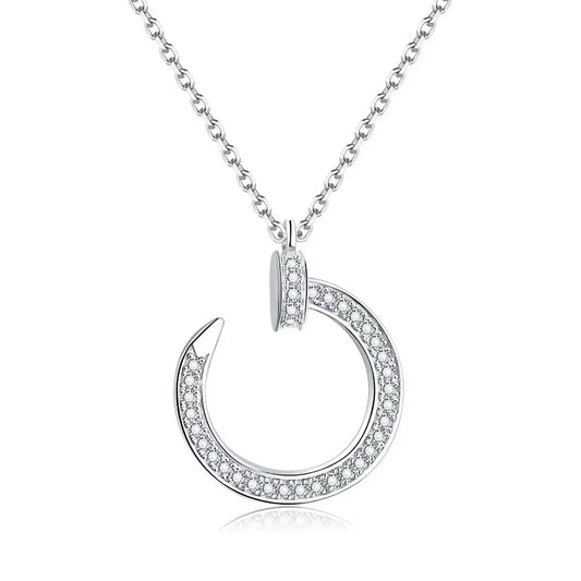 LinkerLove S925 Sterling Silver Moissanite Open Circle Pendant Necklace D VVS1 Lab 💎