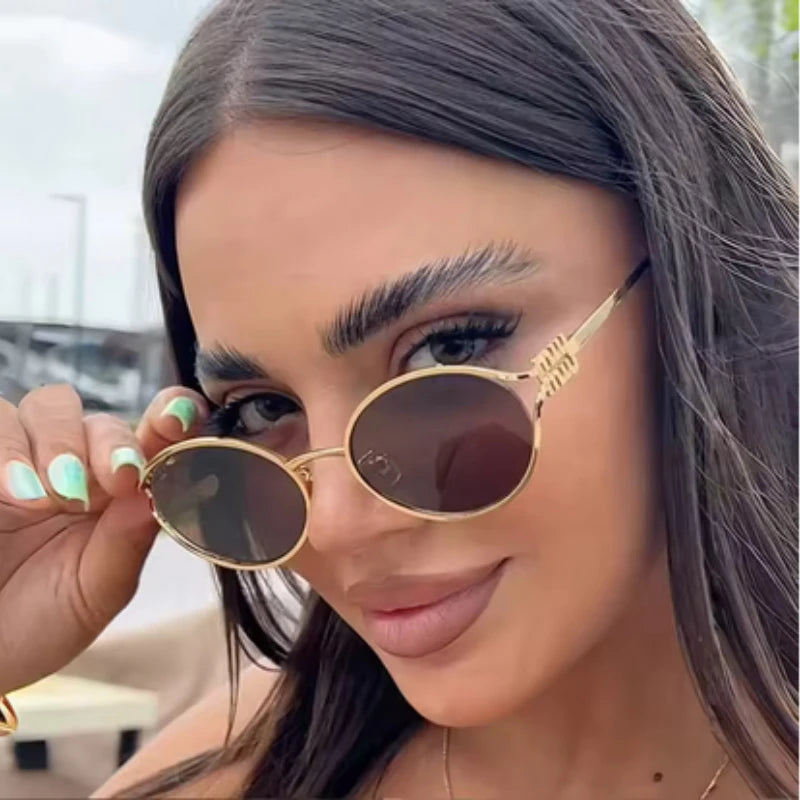Retro Small Frame Woman Man Metal Cat Eye Glasses Shades UV Protection Sun Glasses✨