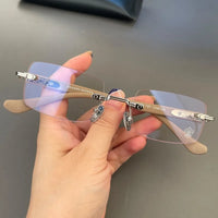 Luxury Rimless Blue Light Blocking Glasses Men Women Titanium 👓