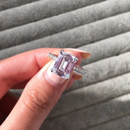 Zirconia Engagement Ring Original Real Silver Color Designer 💍