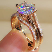 Rose Gold Color Rings for Women Classic 6 Claws Designed Cubic Zirconia Rings 💍