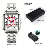 Stainless Steel Alloy Square Dial Simple Elegant Ins Style Light Luxury High⌚️