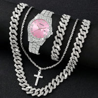 Luxury 1/3/4 PCS Men's Watch Set Roman Digital Scale Dial Quartz Watch Jewelry Set 💎