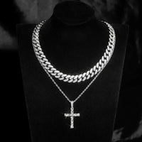 Cross Pendant Necklace Match Fashion Cuban Link Chain Bling Jewelry 💎
