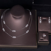 Luxury Earring Ring Sets Stackable Long Necklace 💎