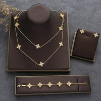 4pcs Luxury Flower Statement Necklace earring ring BraceletJewelry Set 💎