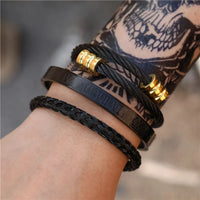 - Luxury Royal King Crown Bracelet Set For Men Stainless Steel Bangle 👑