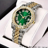 Classic Stainless Steel Strap Quartz Watches for Men Fashion Rhinestone ✨