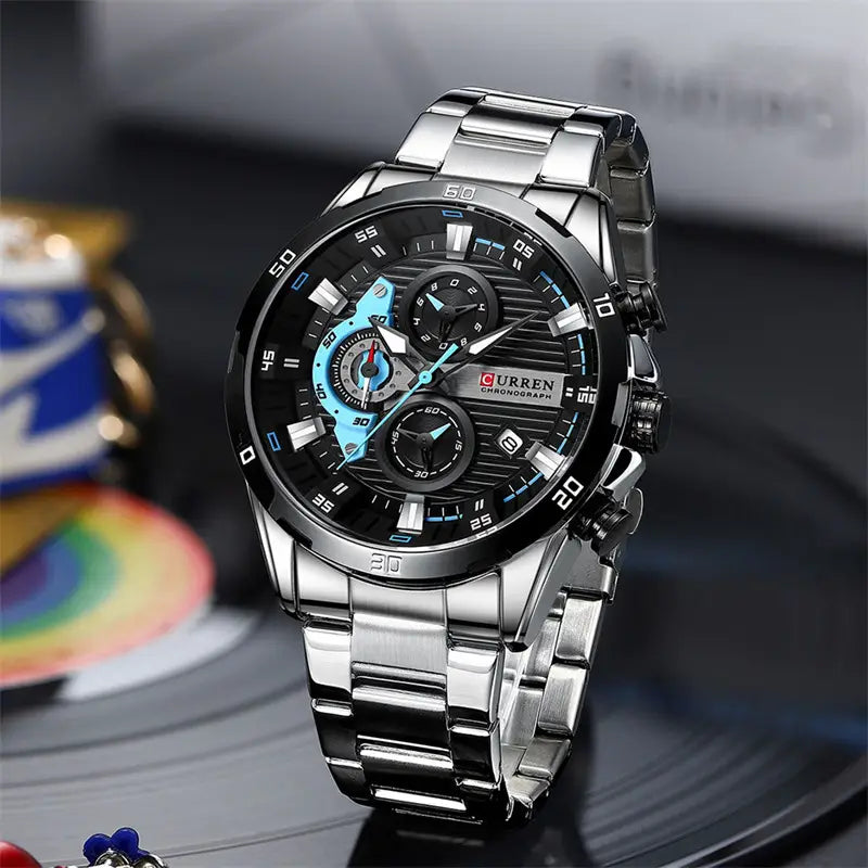 Mens Six-Hand Steel-Strap Motorcycle Watch ✨