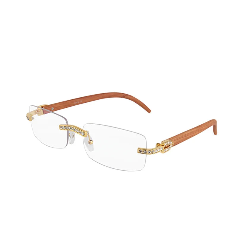 Vintage Fashion New Brand Rimless Rhinestone Sunglasses Popular Diamond Metal Men Women Luxury Design Sun Glasses Unisex
