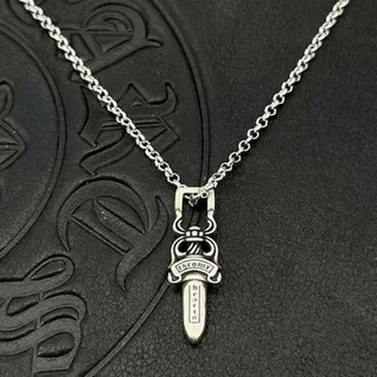 KK Jewelry Wholesale Trendy Double-Sided Sword Pendant Necklace Thai Silver Retro Cross-Border Sweater Chain Premium Sense