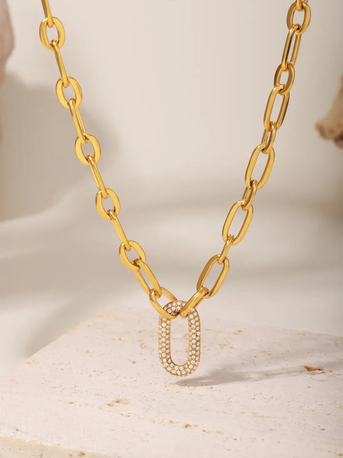 Titanium Steel Jewelry Stainless Steel Micro-pave Zircon Clavicle Necklace And Bracelet ✨