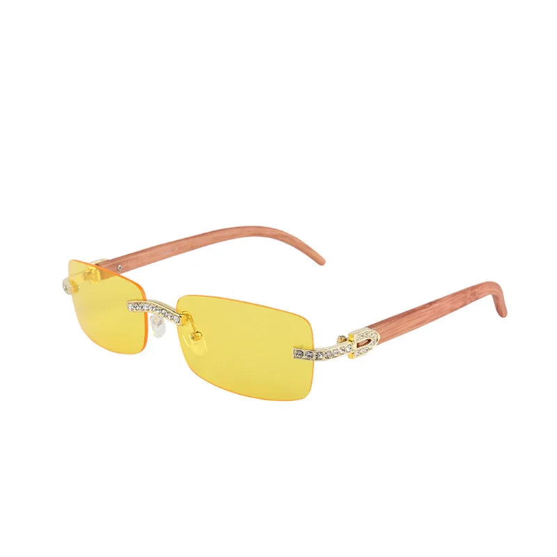 Vintage Fashion New Brand Rimless Rhinestone Sunglasses Popular Diamond Metal Men Women Luxury Design Sun Glasses Unisex