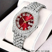 Classic Stainless Steel Strap Quartz Watches for Men Fashion Rhinestone ✨