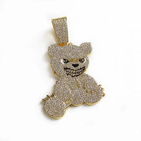 Aggressive Bear Pendants Necklaces with Miami Cuban Link Chain Jewelry