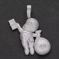 ALEC M Cubic Zirconia Paved Bling Iced Out Give Dollars Money Pendants Necklace💎