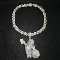 ALEC M Cubic Zirconia Paved Bling Iced Out Give Dollars Money Pendants Necklace💎