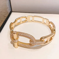Bangle bracelet 18 k gold plated brass jewelry punk style belt court style for woman💎