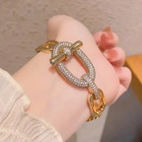 Bangle bracelet 18 k gold plated brass jewelry punk style belt court style for woman💎