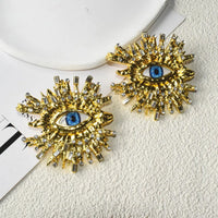 Baroque Style Metal Golden Plated Eyes Tassel Dangle Earrings Ring Brooch For Women 💍